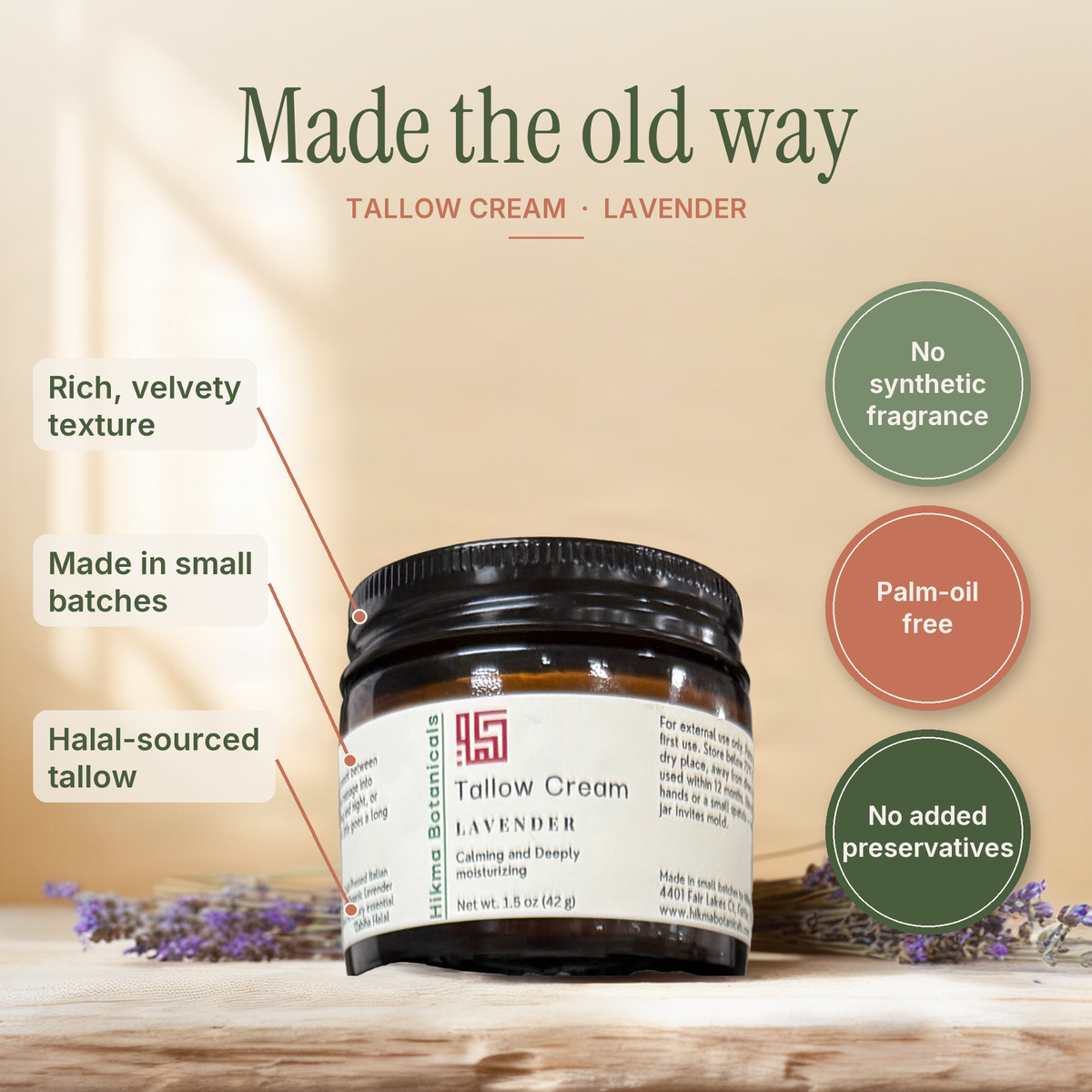 Tallow Cream — Lavender— Handcrafted Whole-Body Balm - key features